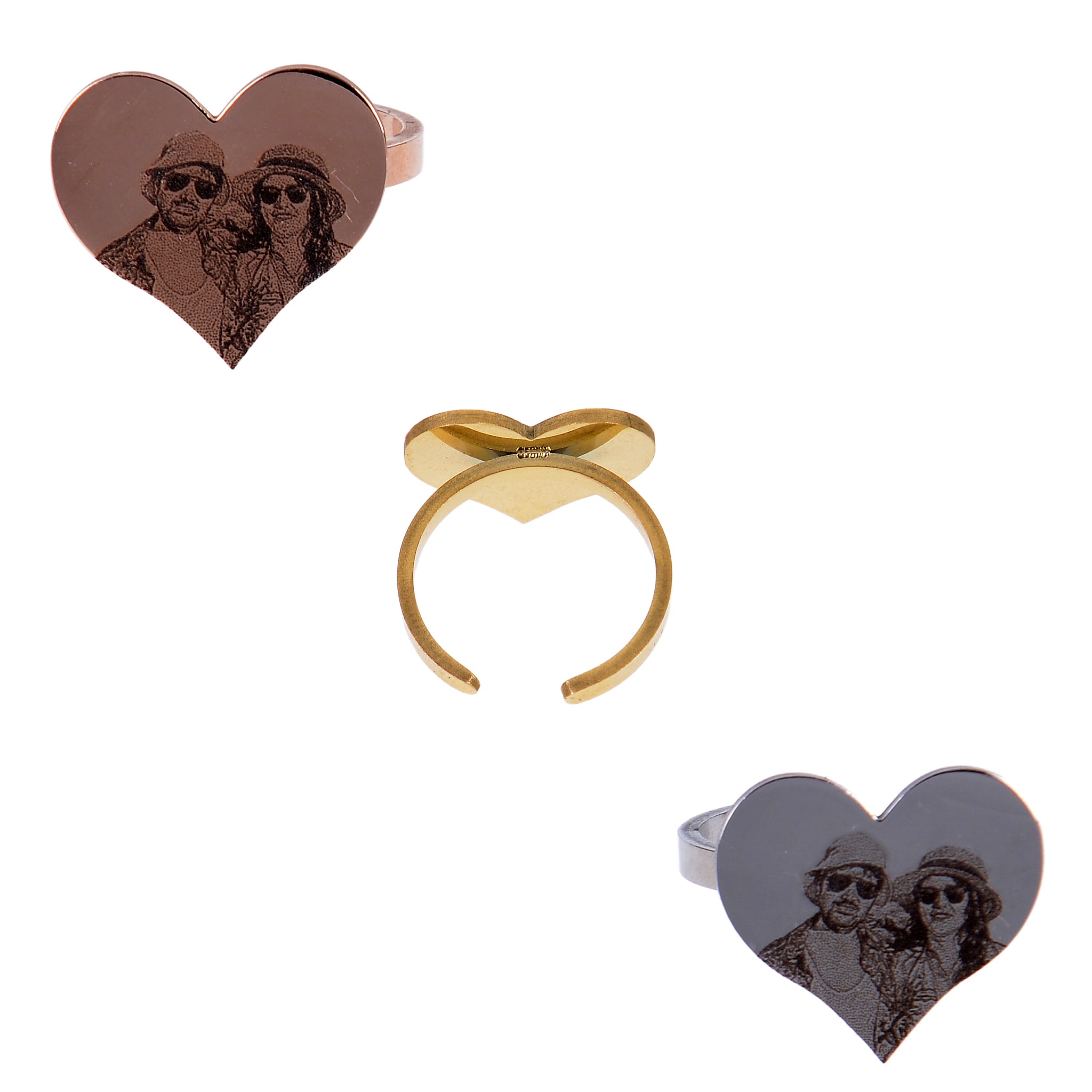 personalized heart photo ring