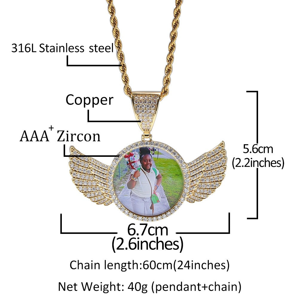 Diamond Bedazzled Angel Wing Necklace